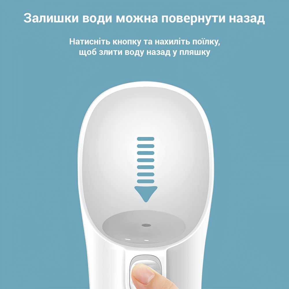 Портативная поилка для собак 300 мл белая